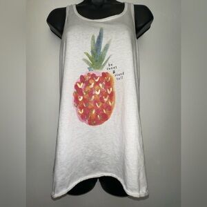 Natural Life | White Cotton Pineapple Graphic Tank Top, Size Medium